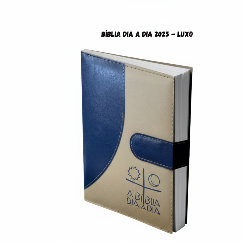 Bíblia Dia A Dia 2025 – Luxo – Azul/areia (lingueta)