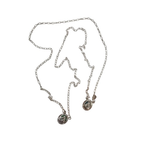 Escapulário oval folhado prata