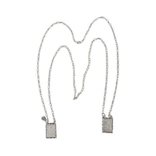 Escapulário retangular folhado prata