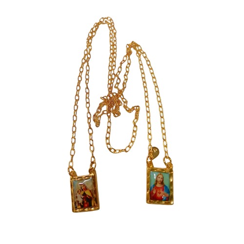 Escapulário resinado dourado