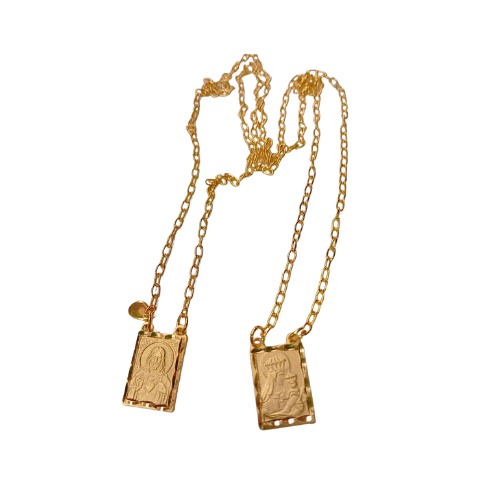 Escapulário retangular folheado ouro