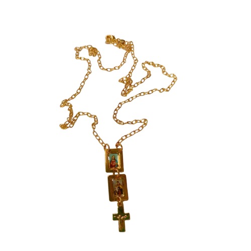 Escapulário gargantilha C/ cruz folheado ouro