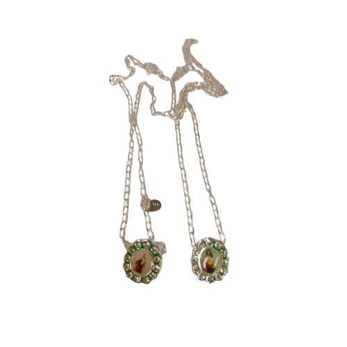 Escapulário resina com pedras – folheado a prata